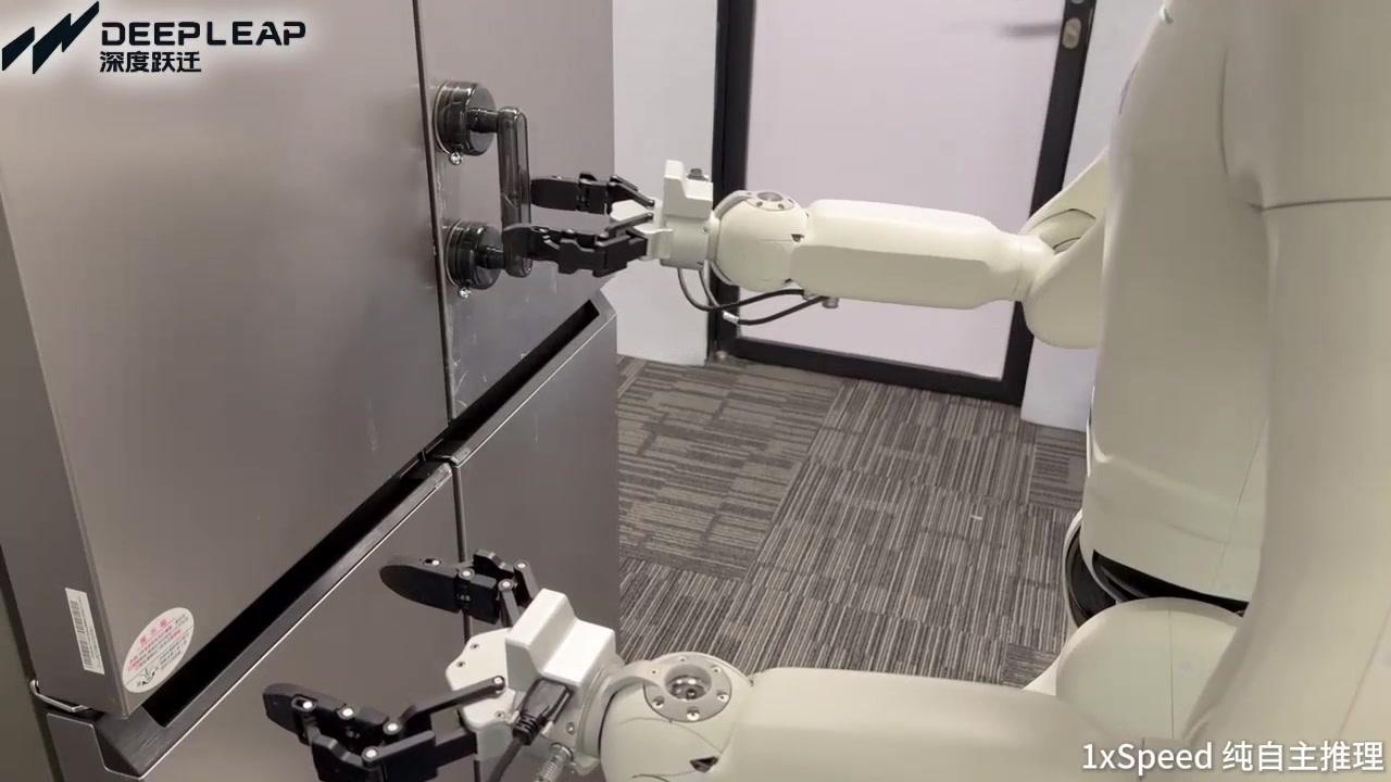 Robot retrieving a drink from a refrigerator