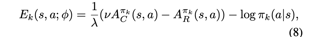 Langevin Policy energy function, Equation 8